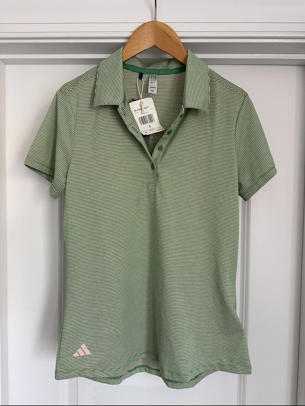 adidas Light Green Striped Polo Top
